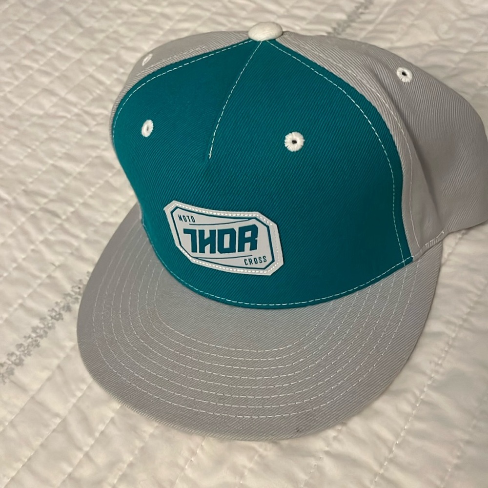 Teal/gray Thor Motocross snap back hat